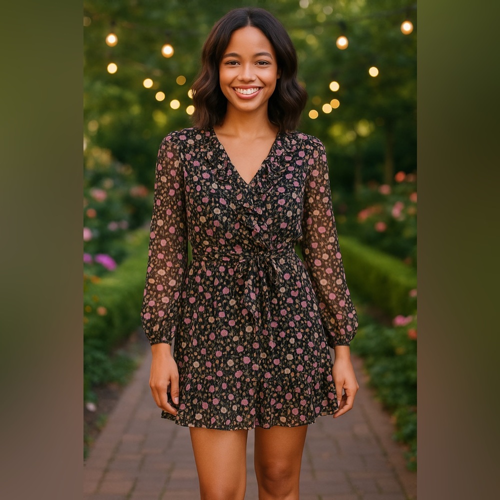 Lauren Conrad Floral Ruffle Mini Dress – Size M  NWT